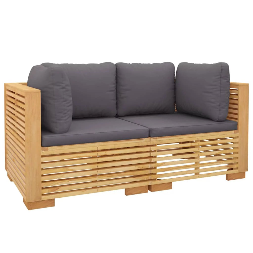 Walmeck Patio Corner Sofa with Cushions Solid Wood Teak Y474