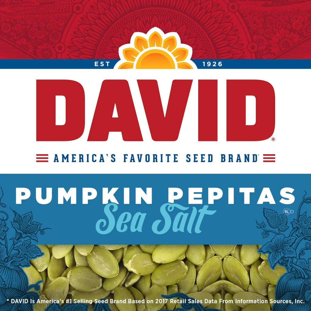 DAVID Sea Salt Pumpkin Pepitas Seeds, 5 oz Resealable Bag (Pack of 8) D47556