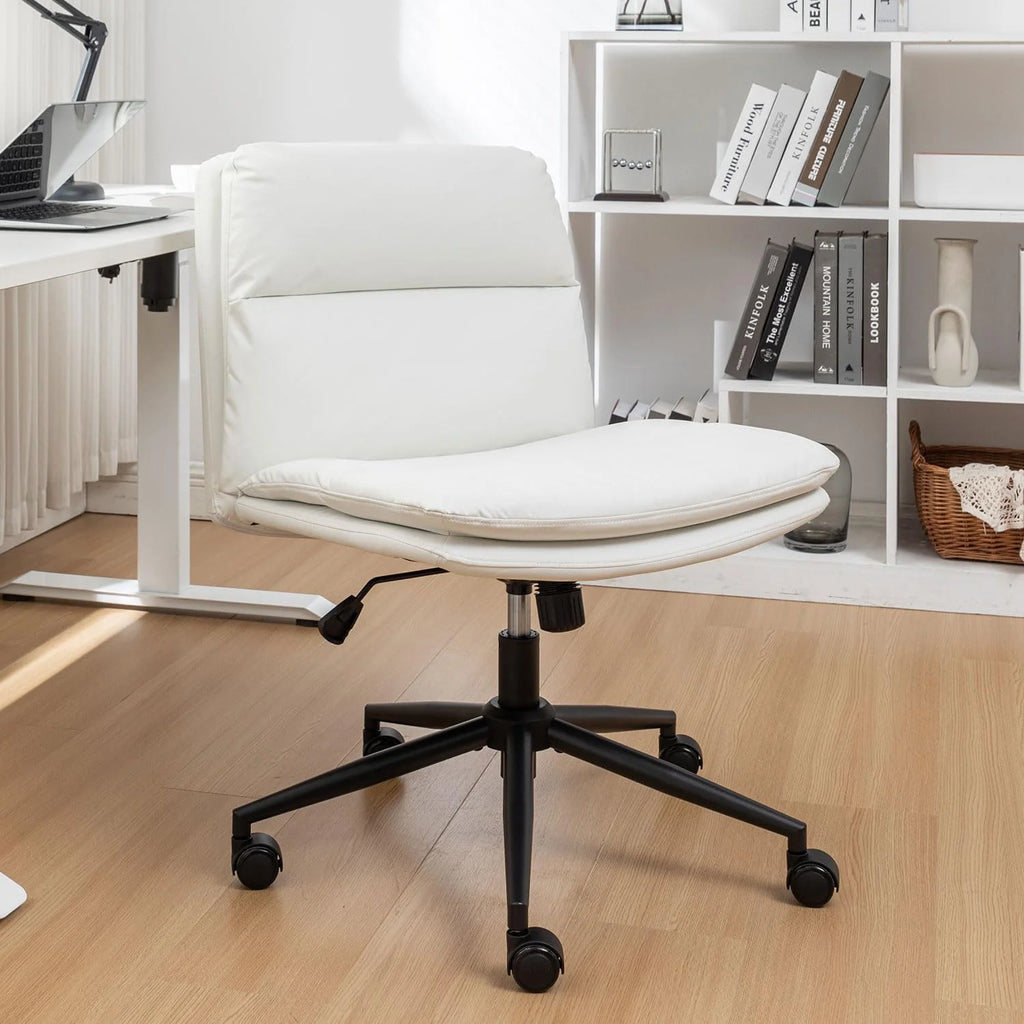 Criss Cross Chair with Wheels: Ergonomic Home Office Desk Chairs with Black Base, Modern Vanity Chair for Home, Office, Make Up