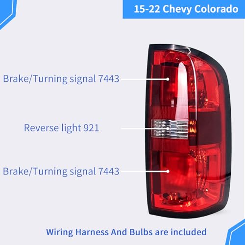Tail Light Assembly Compatible with 2015-2022 Chevy Colorado Halogen Left Driver Side U3405