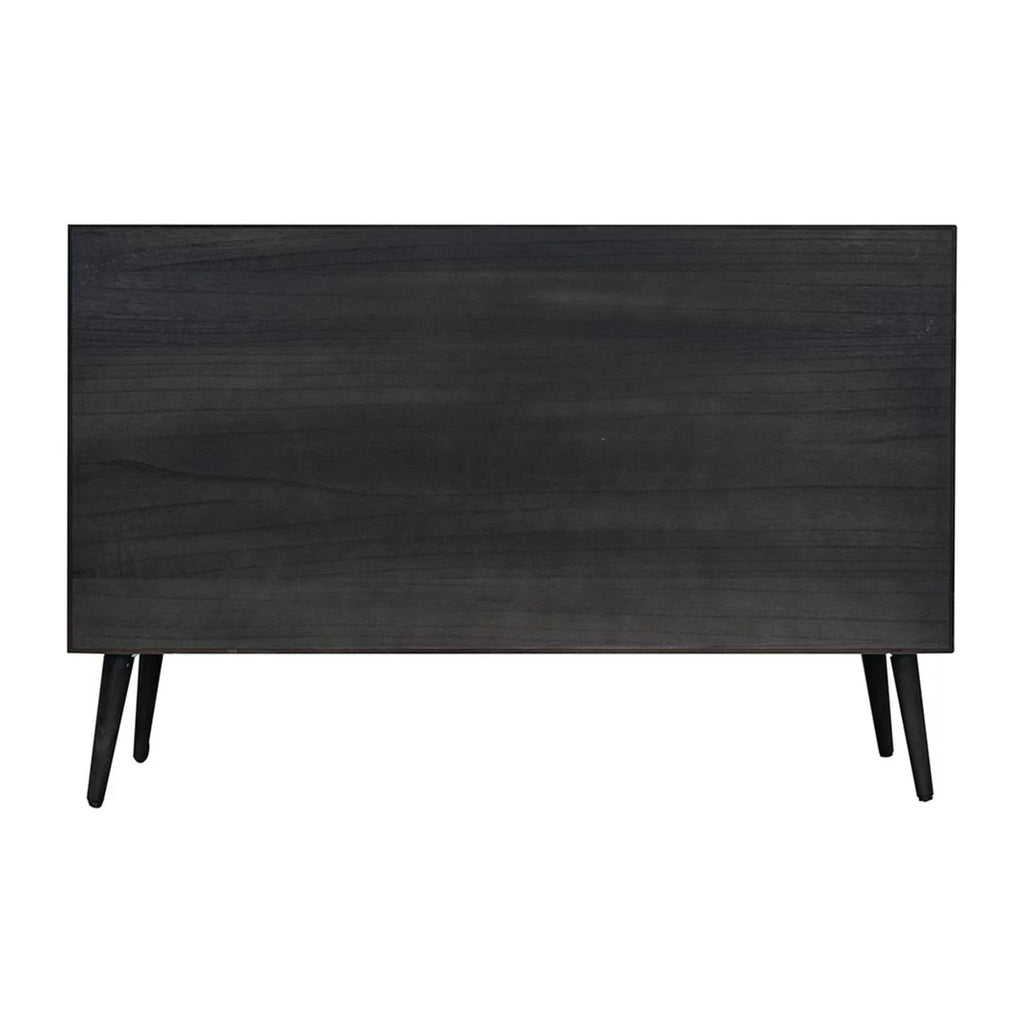 Dana 47 Inch TV Media Entertainment Center, Pine Wood, Rattan Doors, Black M7674