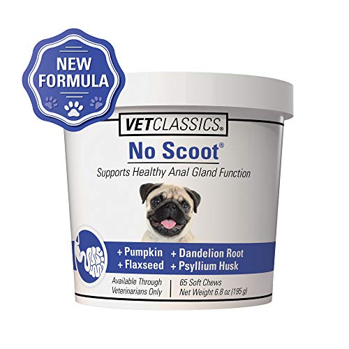 Vet Classics No Scoot Dog Supplements for Healthy Anal Gland Function – Support Normal Bowel Functions, Anal Glands – Increases Daily Fiber Intake for Dogs – 120 Soft Chews