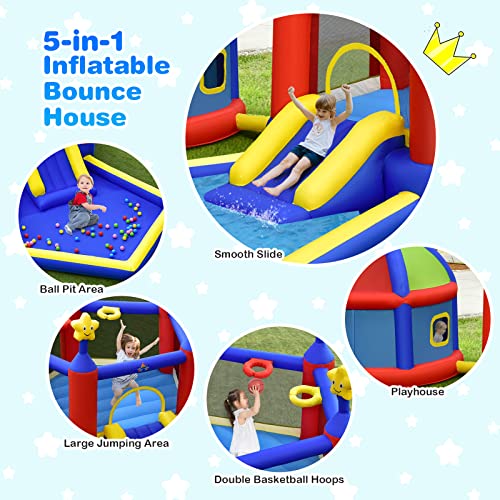 BOUNTECH Inflatable Bounce House for Kids 5-12 with Basketball Hoop and Ball Pit Q31685
