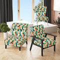 Designart "Orange And Green Popart Pop Culture Pixels I" Upholstered Striped Accent Chair and Modern & Contemporary Arm Chair - Multiple Color & Pattern