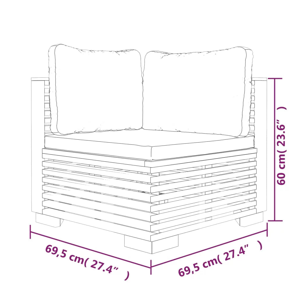 Walmeck Patio Corner Sofa with Cushions Solid Wood Teak Y474