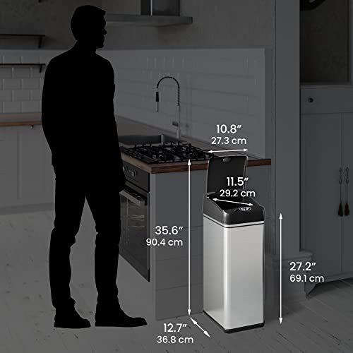 iTouchless Stainless Steel Dual-Compartment 16 Gallon Touchless Sensor Trash Can & Recycle Bin S935010