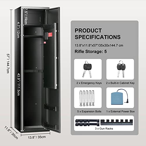VEVOR 3-4 Rifles Gun Safe with Digital Keypad, Quick Access Storage Cabinet T442