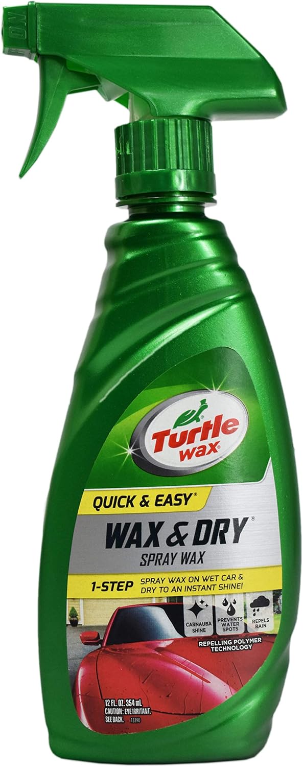 Turtle Wax Quick and Easy Wax and Dry Spray Wax - 1 Step - Carnauba Shine - Prevents Water Spots - Repels Rain
