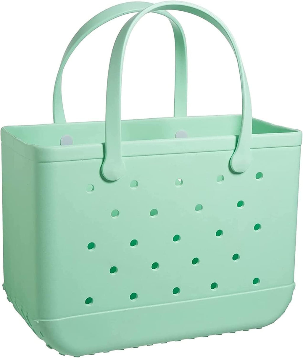 Rubber Beach Bag Waterproof EVA Portable Handbag Travel Bags Open Washable Tote Bag for Gym Outdoor Beach Travel YoGa Sports (Lake Green, Medium)