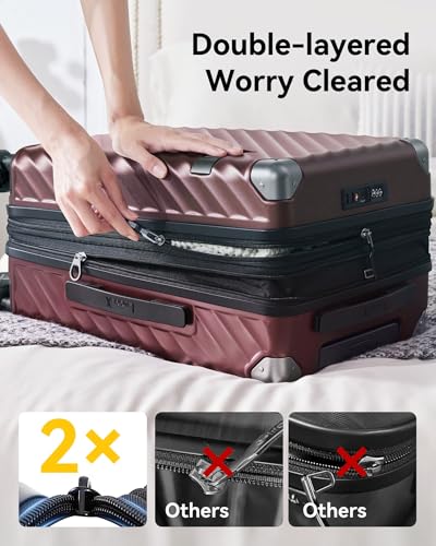 LUGGEX 3 Piece Luggage Set with Spinner Wheels - Expandable Hard Suitcases - TSA Approved (Black, 20/24/28) F588
