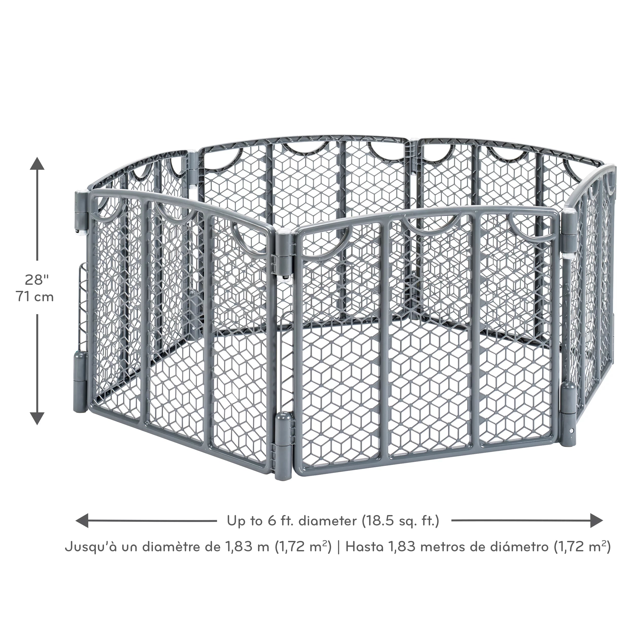 Evenflo Versatile Play Space Freestanding Gate, 6 Panels, Cool Gray U1200