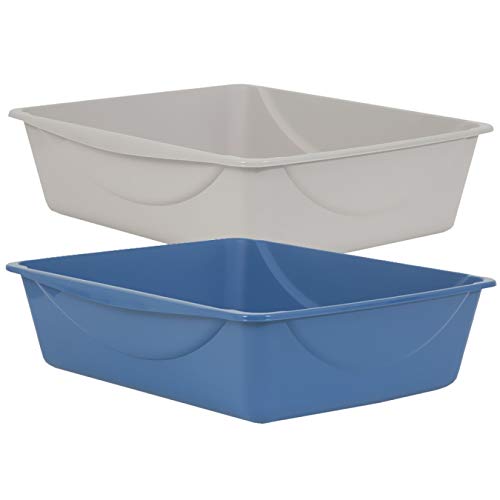 Petmate Cat Litter Box Open Top for Large Cats Blue C287704