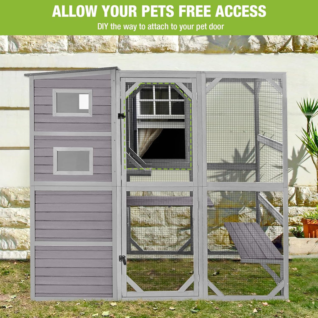 Large Catio Kitty House with 4 Tiers, Waterproof Roof, 77 Inch I334