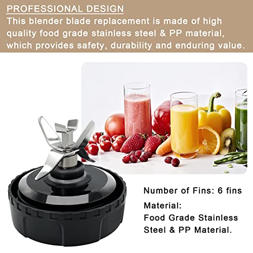 6 Fins Blender Blade Replacement for Nutri Ninja BL660 BL770, 16 oz Cup I113