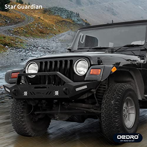 OEDRO Front Bumper for 87-06 Jeep Wrangler TJ YJ LJ with Winch Plate & LED Lights D975