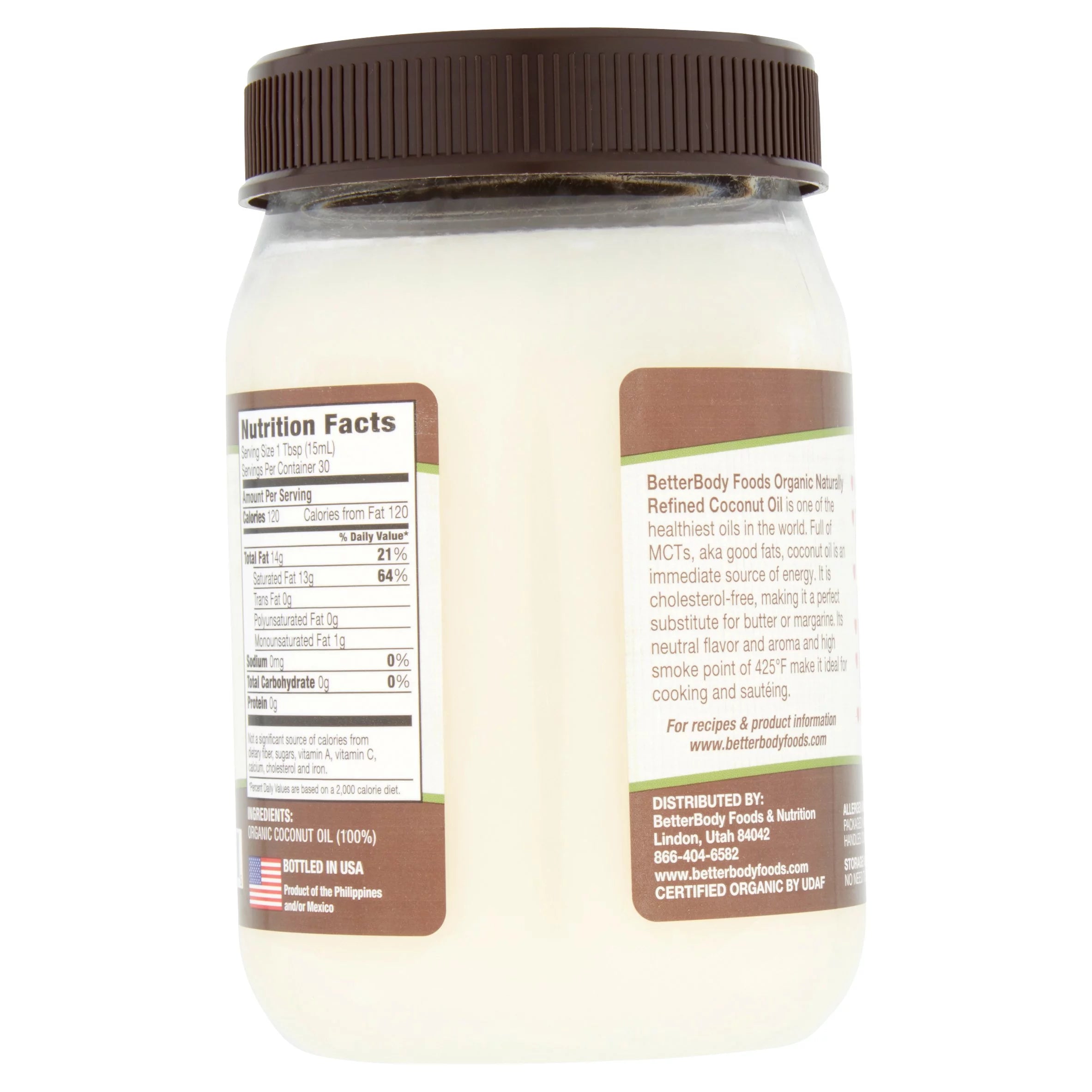 Betterbody Foods Organic Refined Coconut Oil, 15.5 fl oz, 6 pack J470