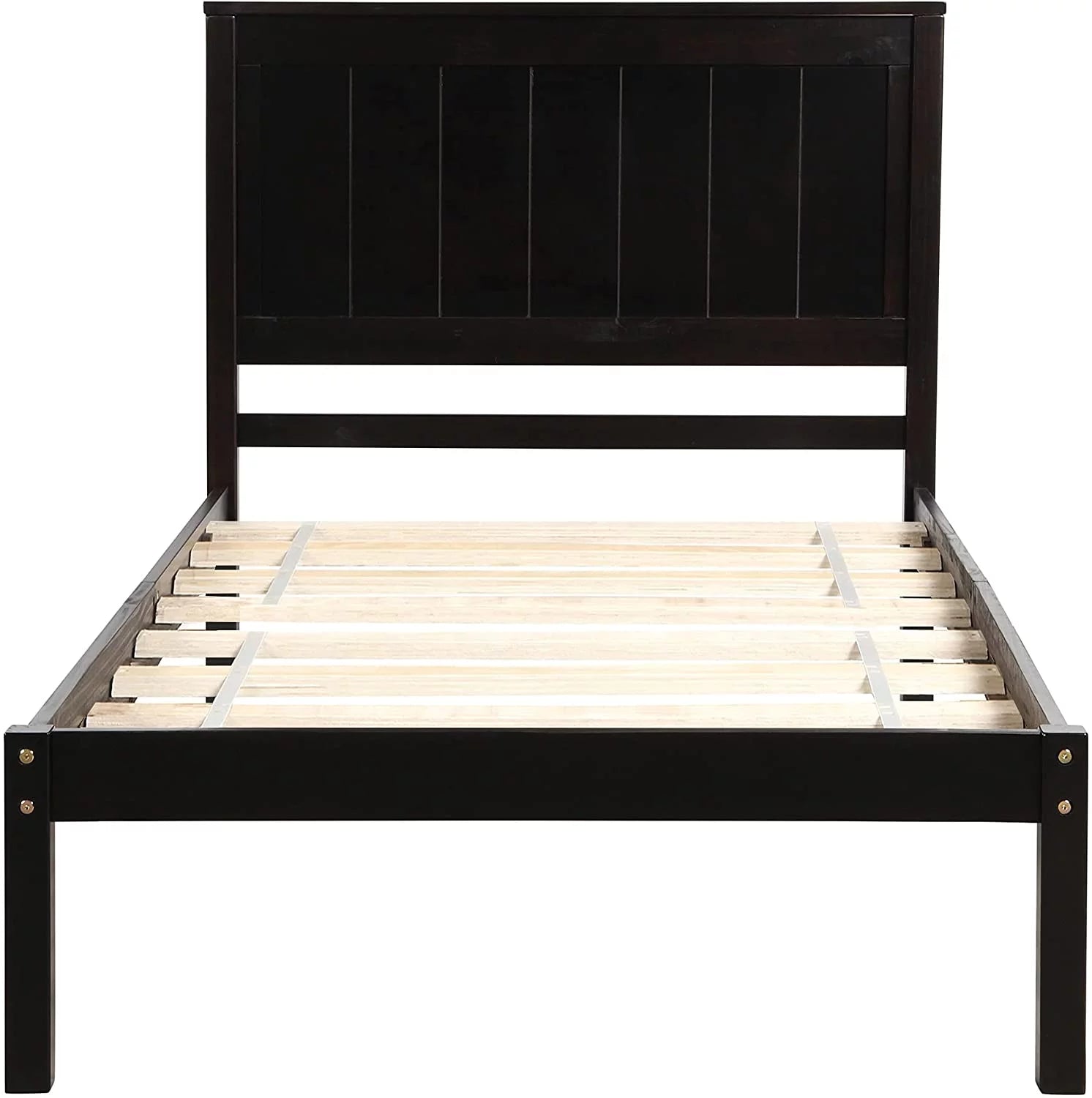 Solid Wood Platform Bed Frame with Headboard, Espresso L977174