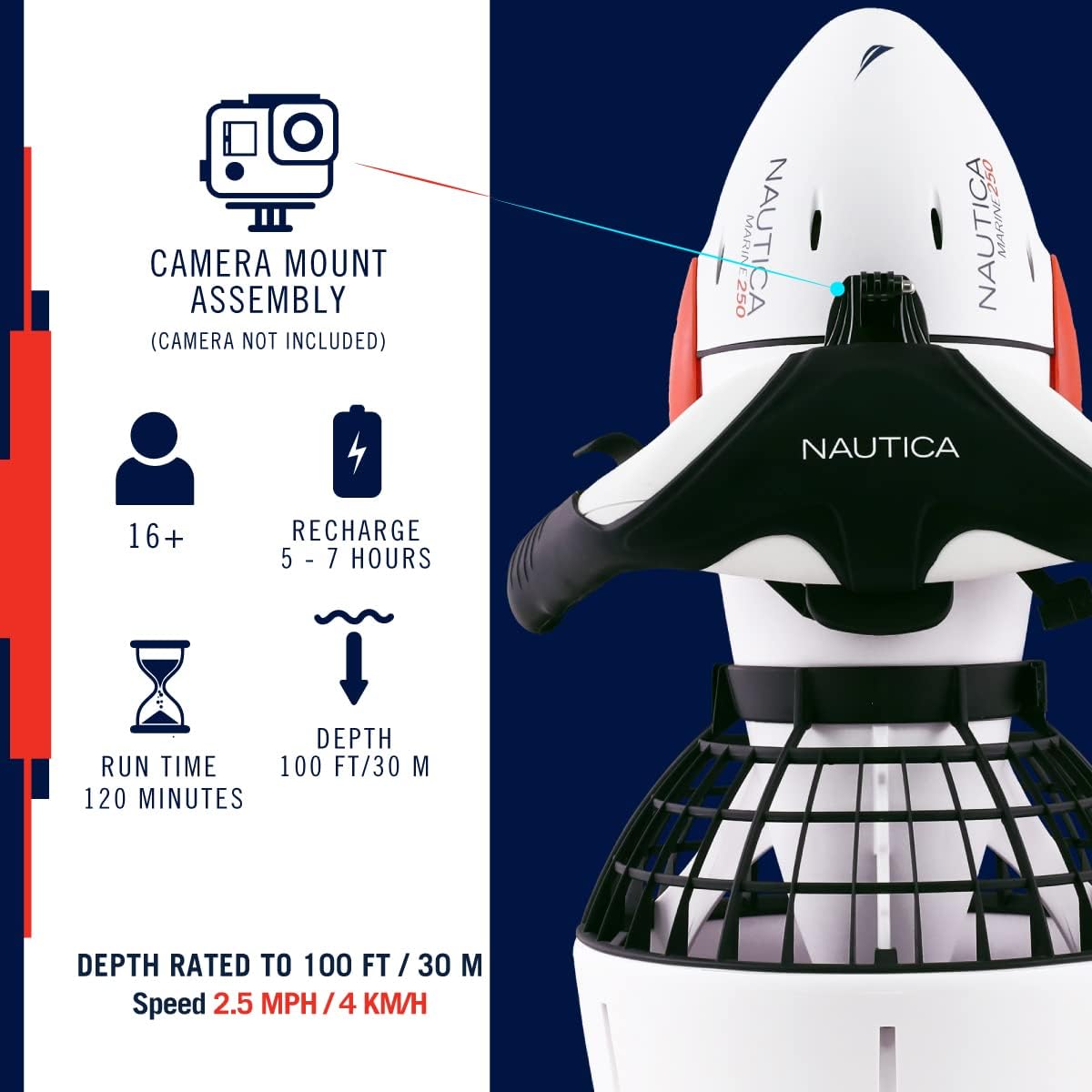 Nautica Marine 250 Underwater Seascooter for Snorkeling N1879