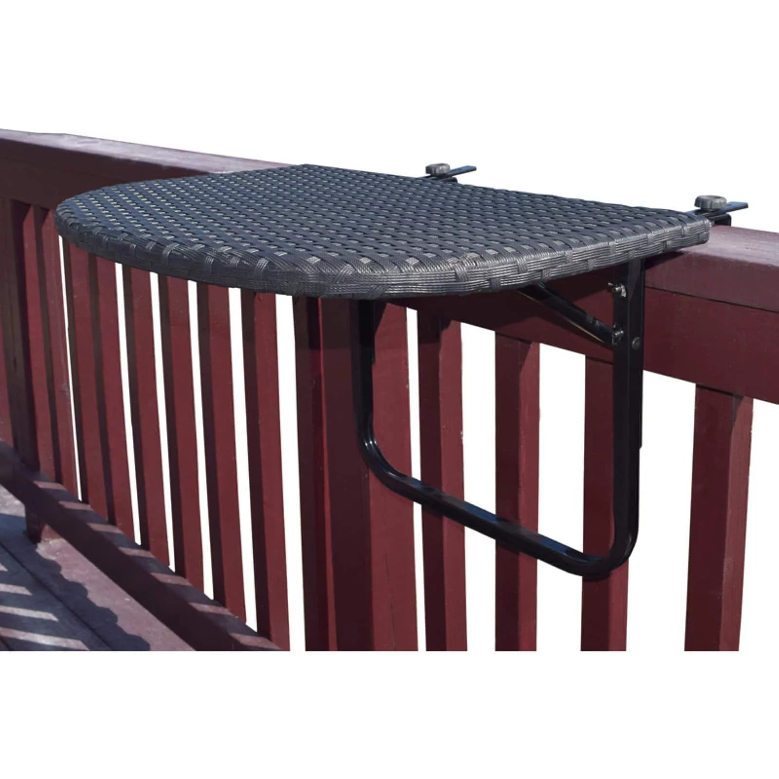 Oakland Living Wicker Metal Foldable Balcony Table with Adjustable Clamps - Black Z5967