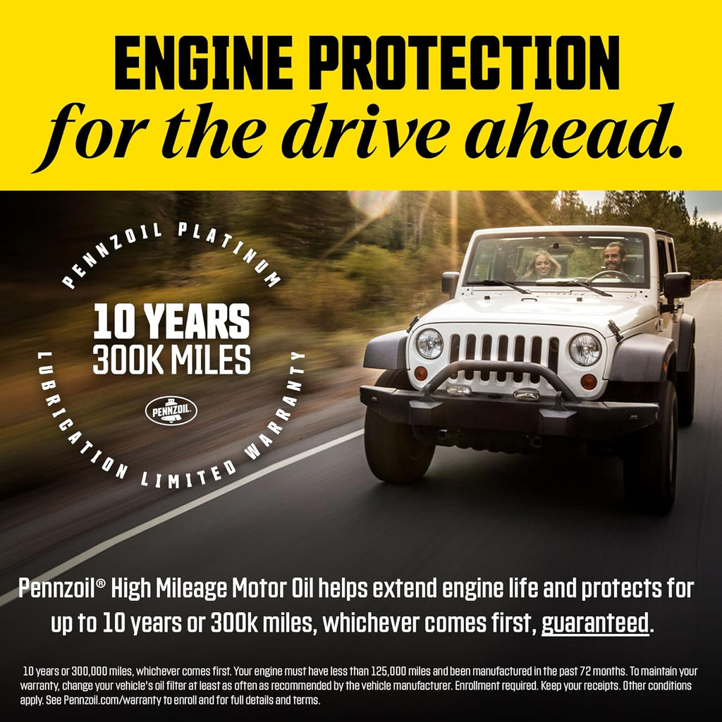 Pennzoil High Mileage Synthetic Blend 5W-30 Motor Oil, 1-Quart (Pack of 2) C9334