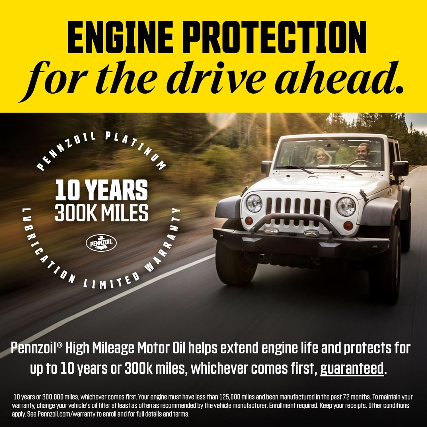 Pennzoil High Mileage Synthetic Blend 5W-30 Motor Oil, 1-Quart (Pack of 2) C9334