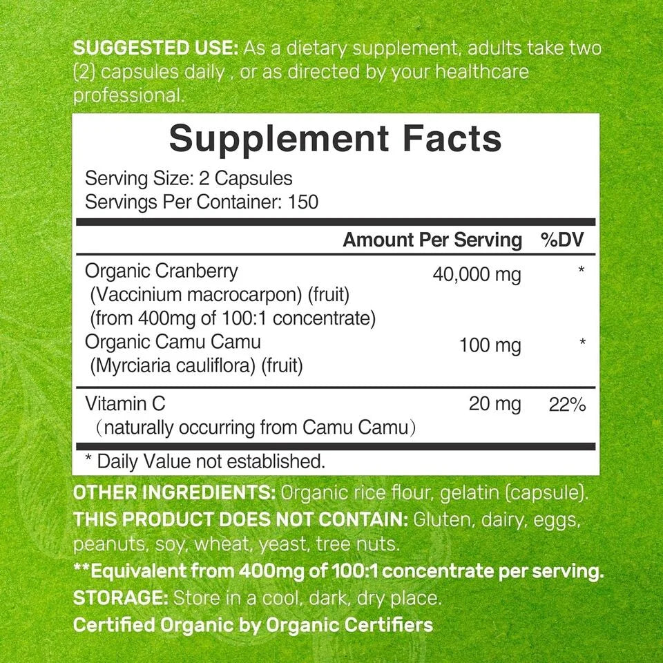 Cranberry Max Strength 40000mg Urinary Tract Support - 300 Capsules X740282