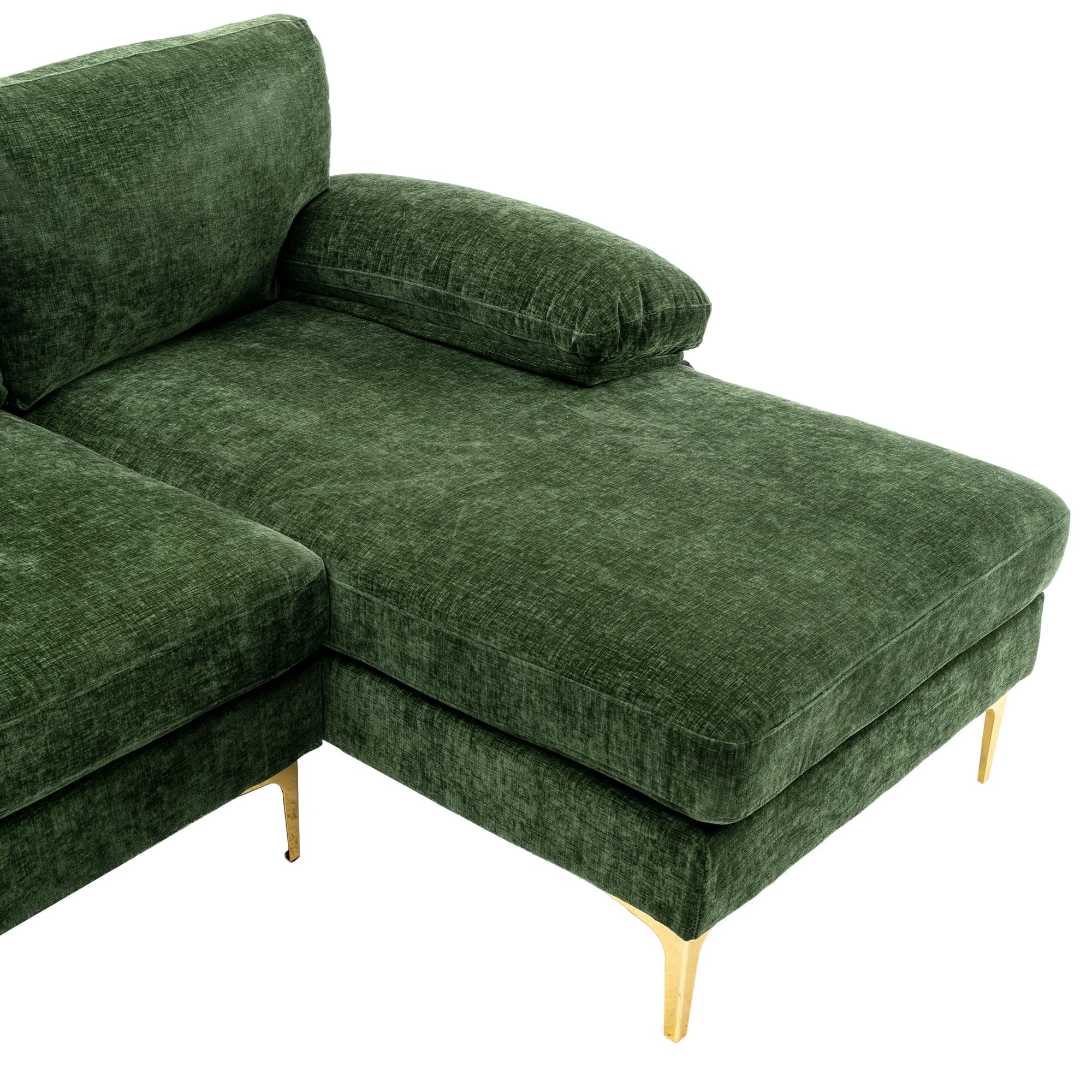 Luccalily U-Shaped Sectional Sofa with Golden Metal Legs, Velvet G28249