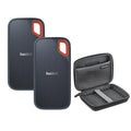 SanDisk Extreme Portable 2TB USB 3.2 Gen 2 Type-C External SSD V2, Black, Bundle with HD-2 Drive Case