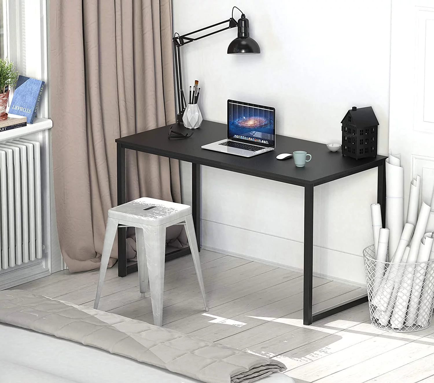 SHW Home Office 48-Inch Computer Desk, Black V8699