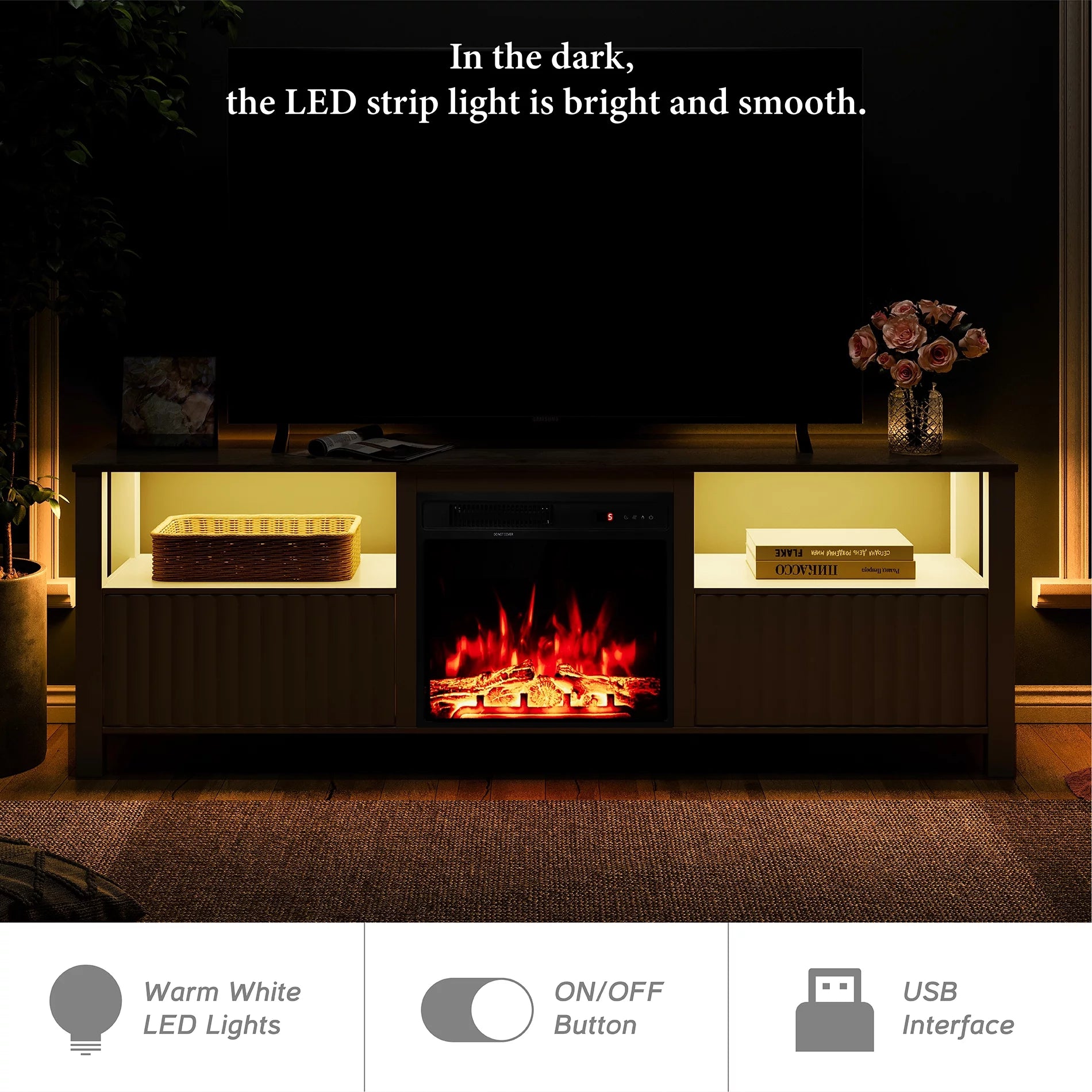 White Fireplace TV Stand for TVs up to 80 Inch Z2999