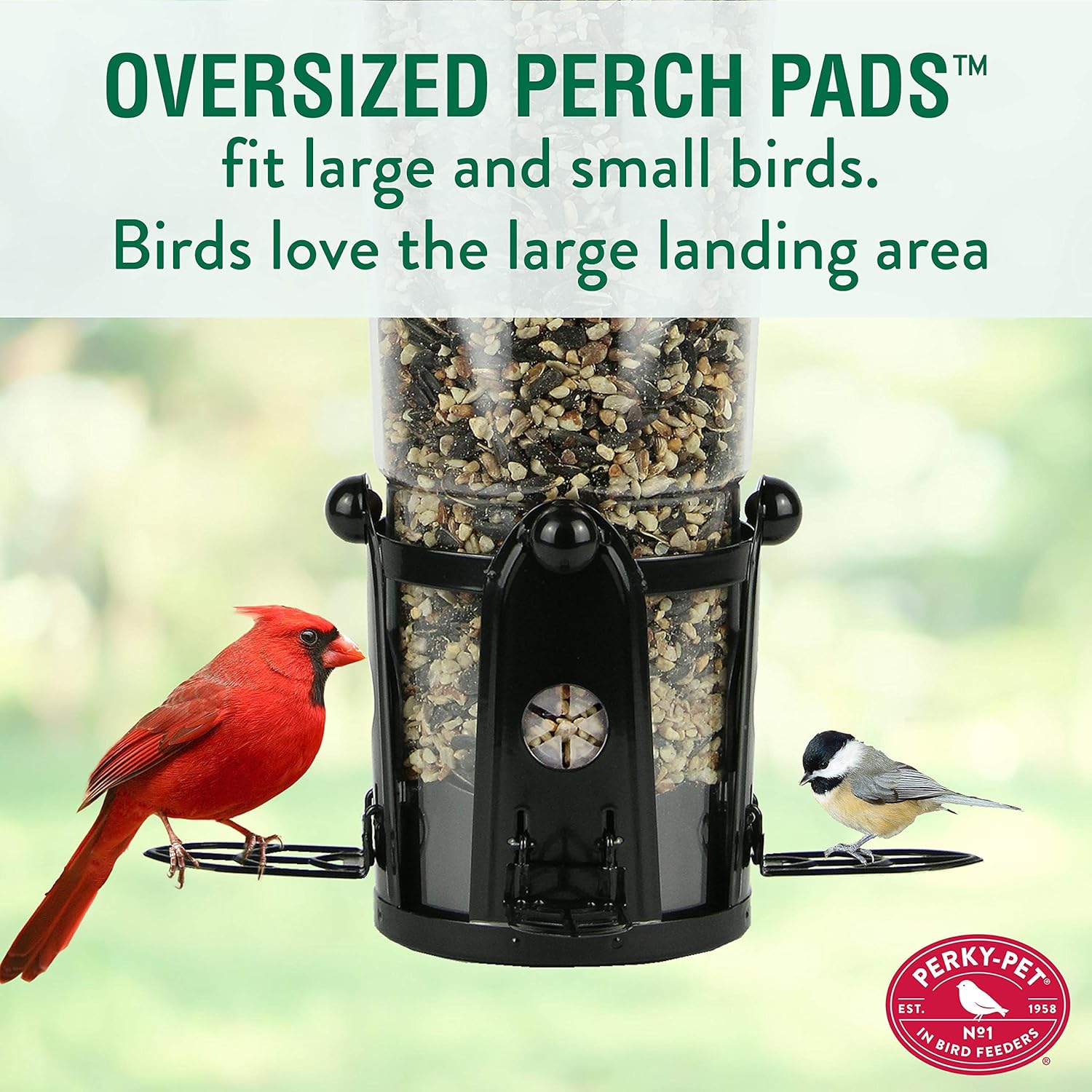 Perky-Pet 333-1SR Squirrel-Be-Gone Max Large Wild Bird Feeder with Flexports, Weight-Activated Perches J5114