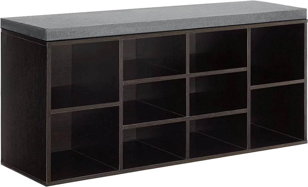 Shoe Bench Storage Bench 10 Compartments Shoe Organizer with 3-Tier Shoe Rack Bench Adjustable Shelves Shoe Shelf for Living Room Entryway Hallway Bedroom