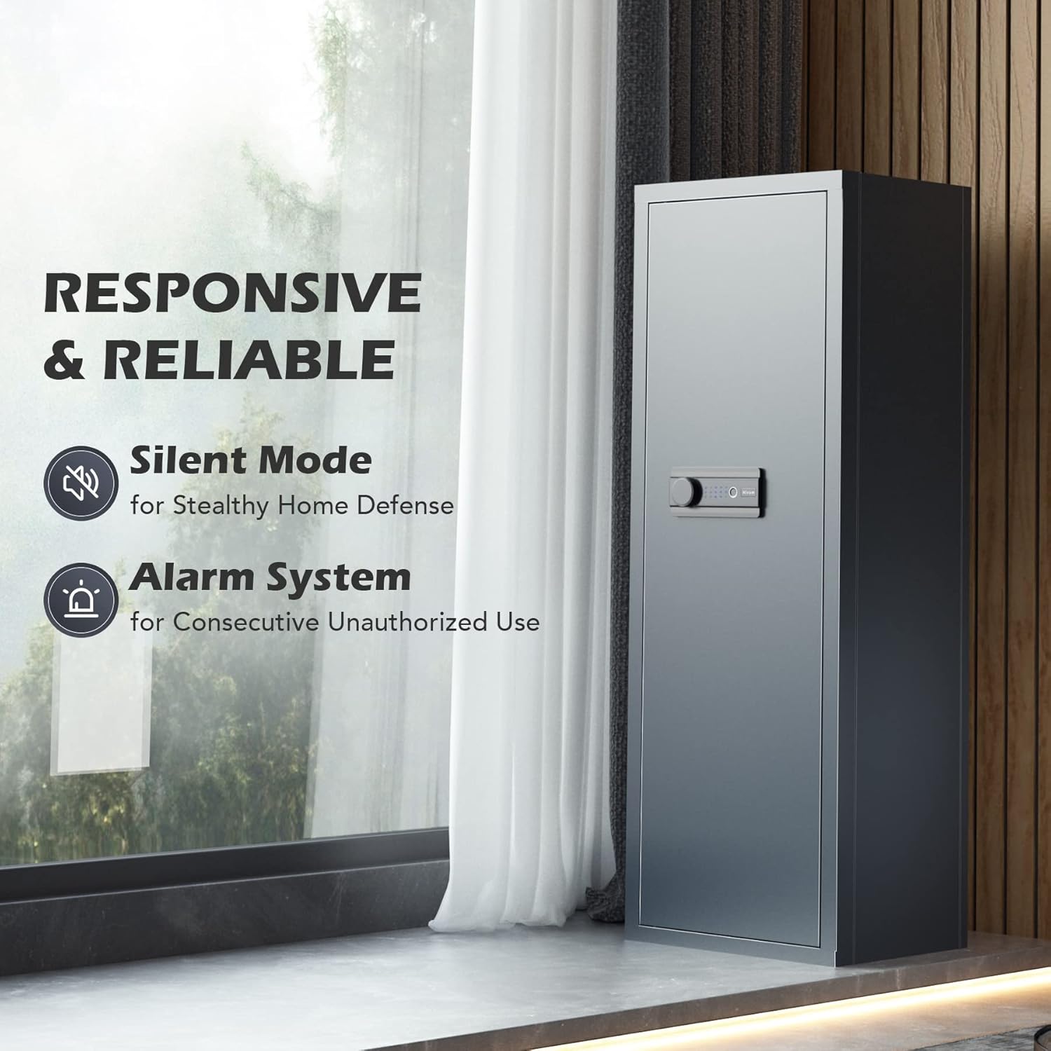 HIRAM Large Gun Safe for Rifles and Pistols, Biometric Fingerprint Lock, 6 Long Guns 12 Handguns D6547