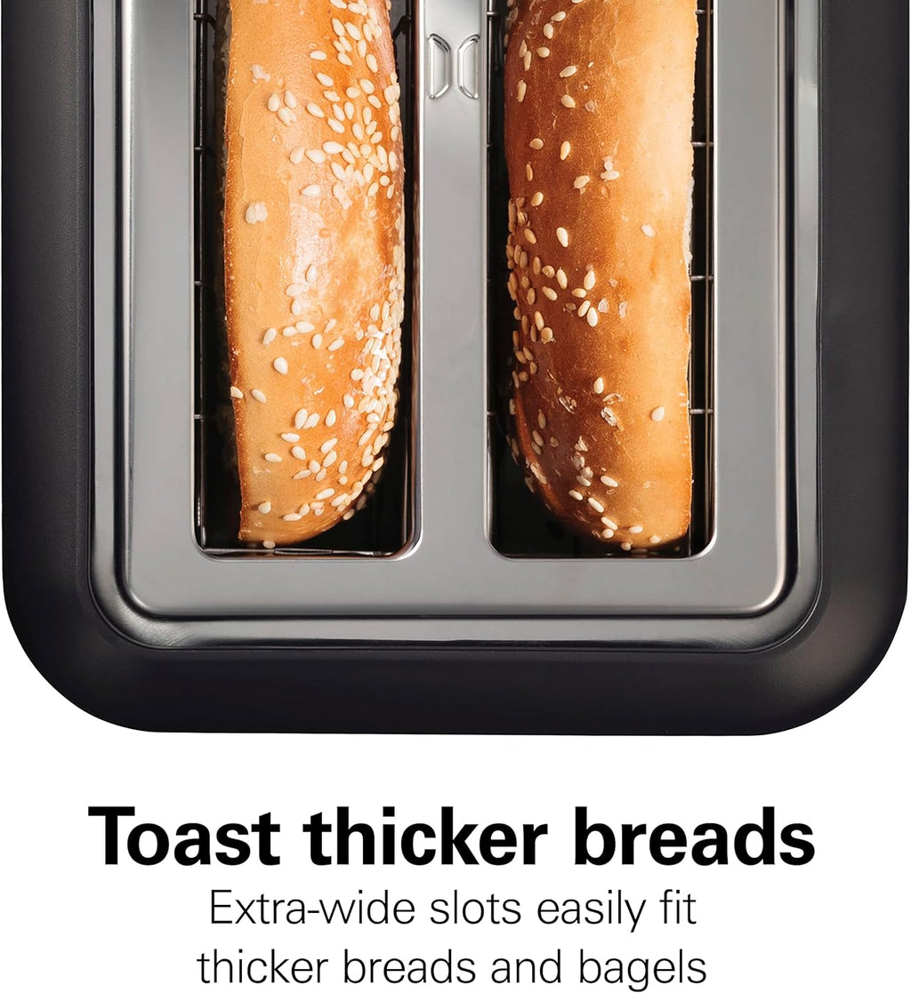 Hamilton Beach Gourmet 2 Slice Slot Toaster, Extra Long & Wide Slots, Matte Black and Stainless Steel E59353