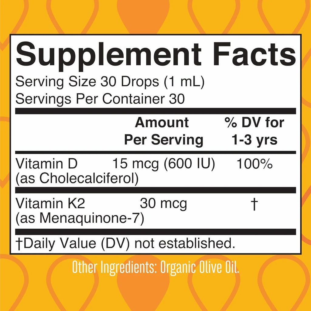 MaryRuth Organics Vitamin D3+K2 Liquid Drops, Unflavored, Vegan, 1 fl oz B498741
