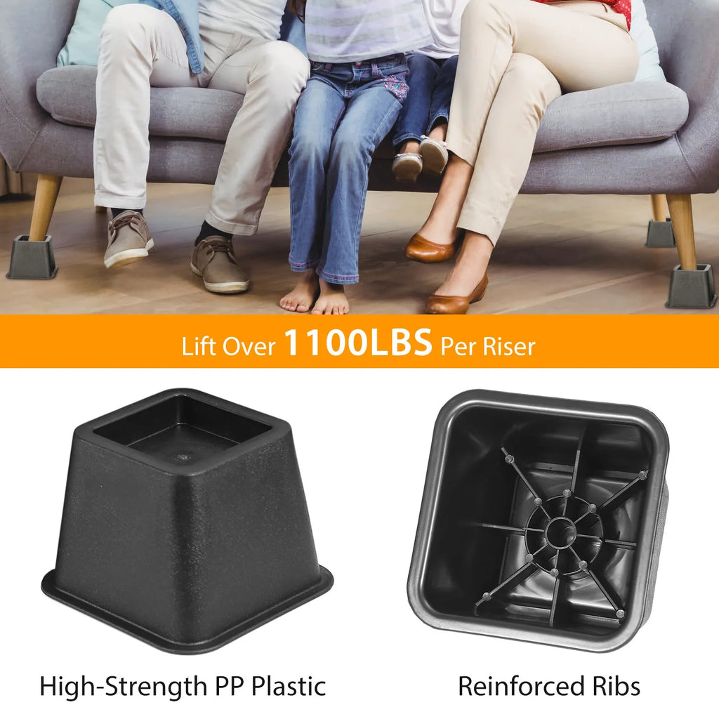 iMounTEK Stackable Bed Lifters, Heavy Duty Furniture Risers for Sofa, Table, Couch, 3/5/8 Inch B345912