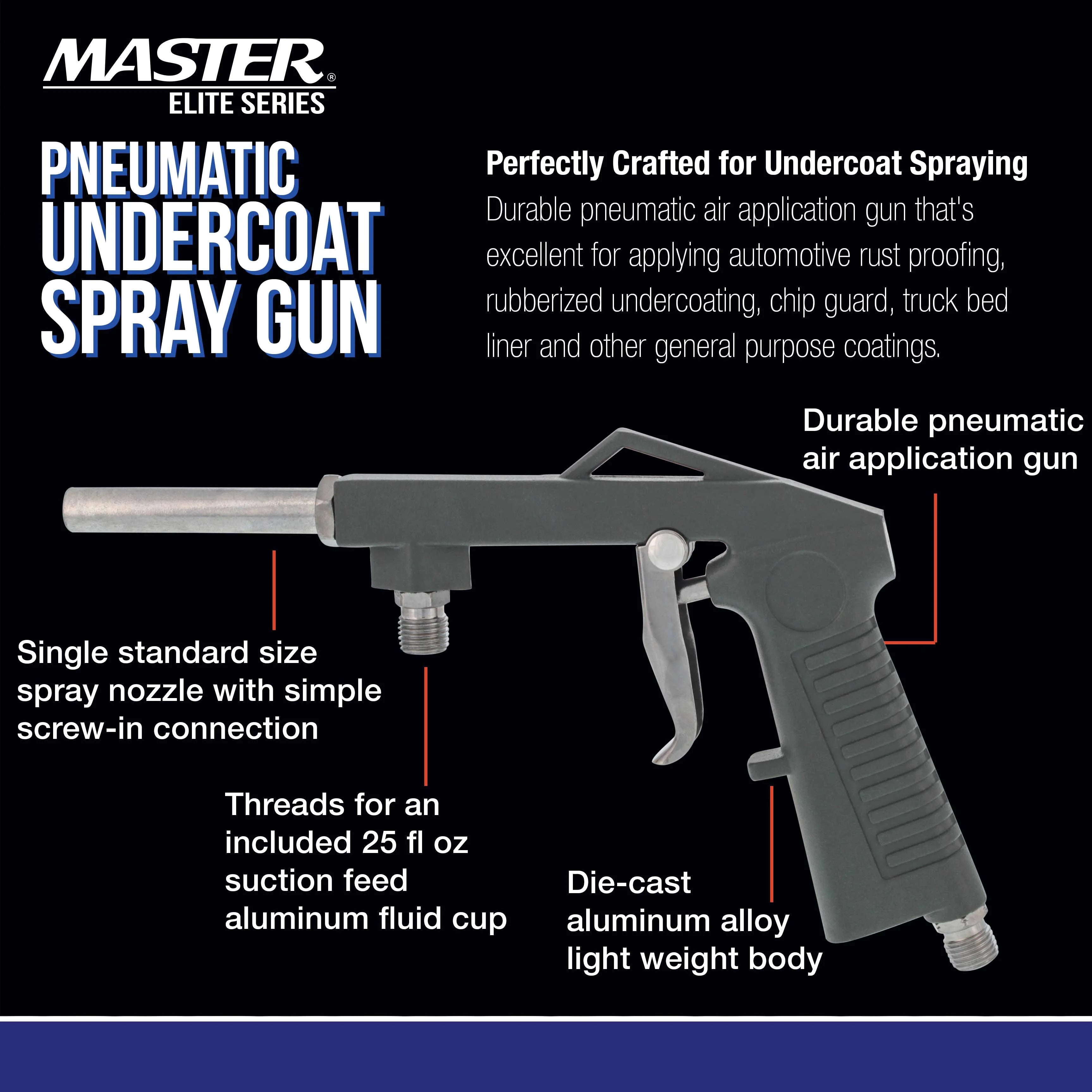 Master Elite Air Undercoating Spray Gun with Regulator & Suction Feed Cup R939
