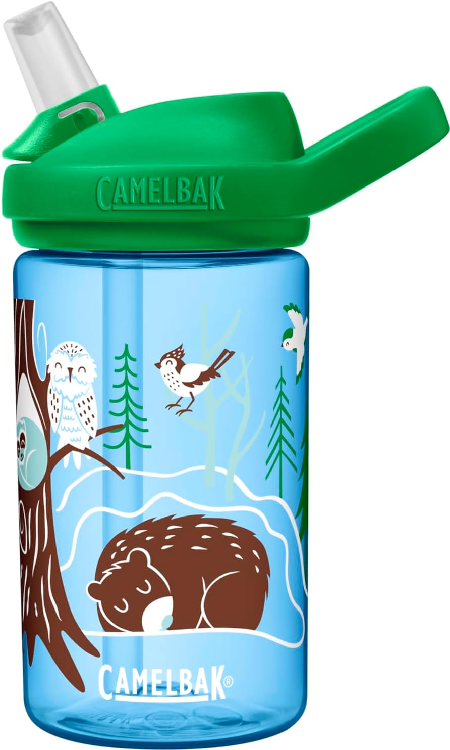 CamelBak Eddy+ 14 oz Kids Water Bottle with Tritan Renew – Straw Top, Leak-Proof When Closed, Hibernating for Winter