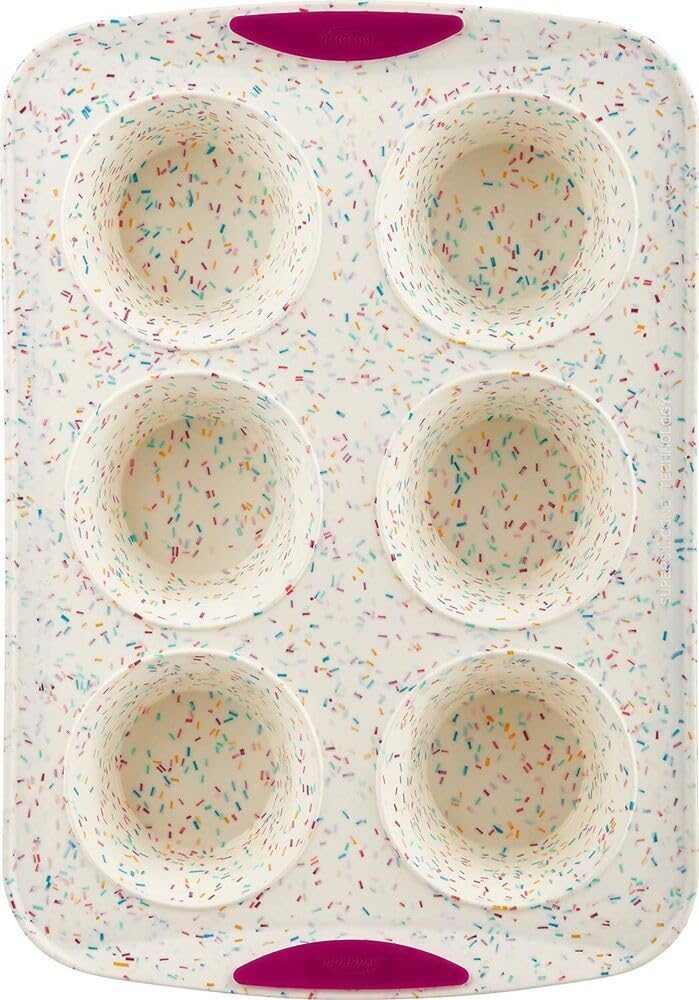 Trudeau Confetti Silicone 6-Cavity Jumbo Muffin Mold Q832