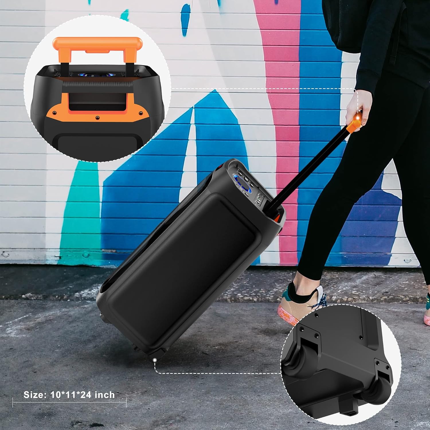 JYX Karaoke Machine with 2 Wireless Microphones, 8" Bluetooth Party Speaker, PA System with DJ Light R73398