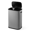 60L/16 Gallon Dual Trash Can and Recycling Bin, Stainless Steel Trash Can, Open Top Trash Can, 2x8 Gallon, 2x30L, Silver,Black