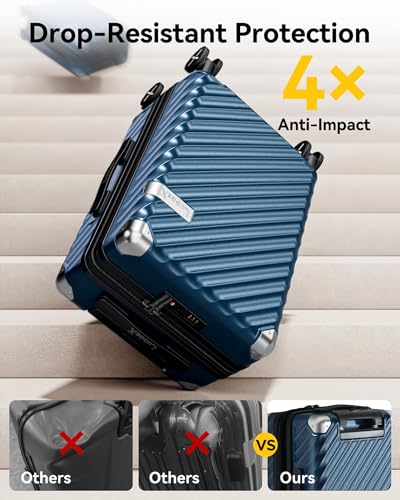 LUGGEX 3 Piece Luggage Set with Spinner Wheels - Expandable Hard Suitcases - TSA Approved (Black, 20/24/28) F588