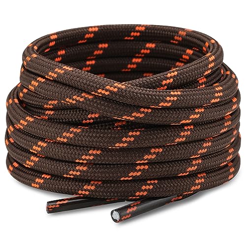 Stepace Round Shoelaces [2 Pairs] Heavy Duty Boot Shoe Laces for Hiking Work Boots