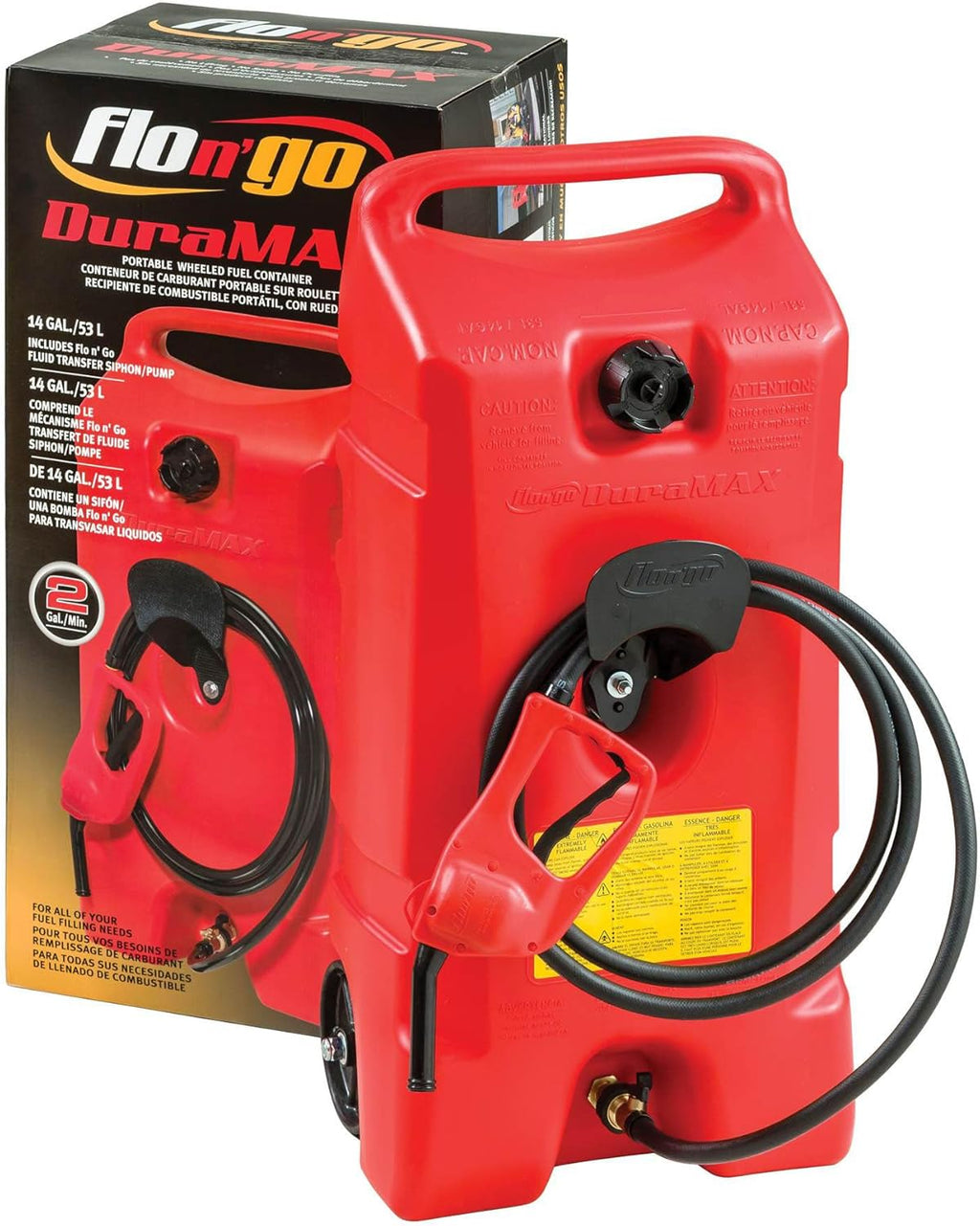 Scepter 14 Gallon Portable Gas Fuel Tank Container with Siphon Pump, 2 Pack, Red M895004