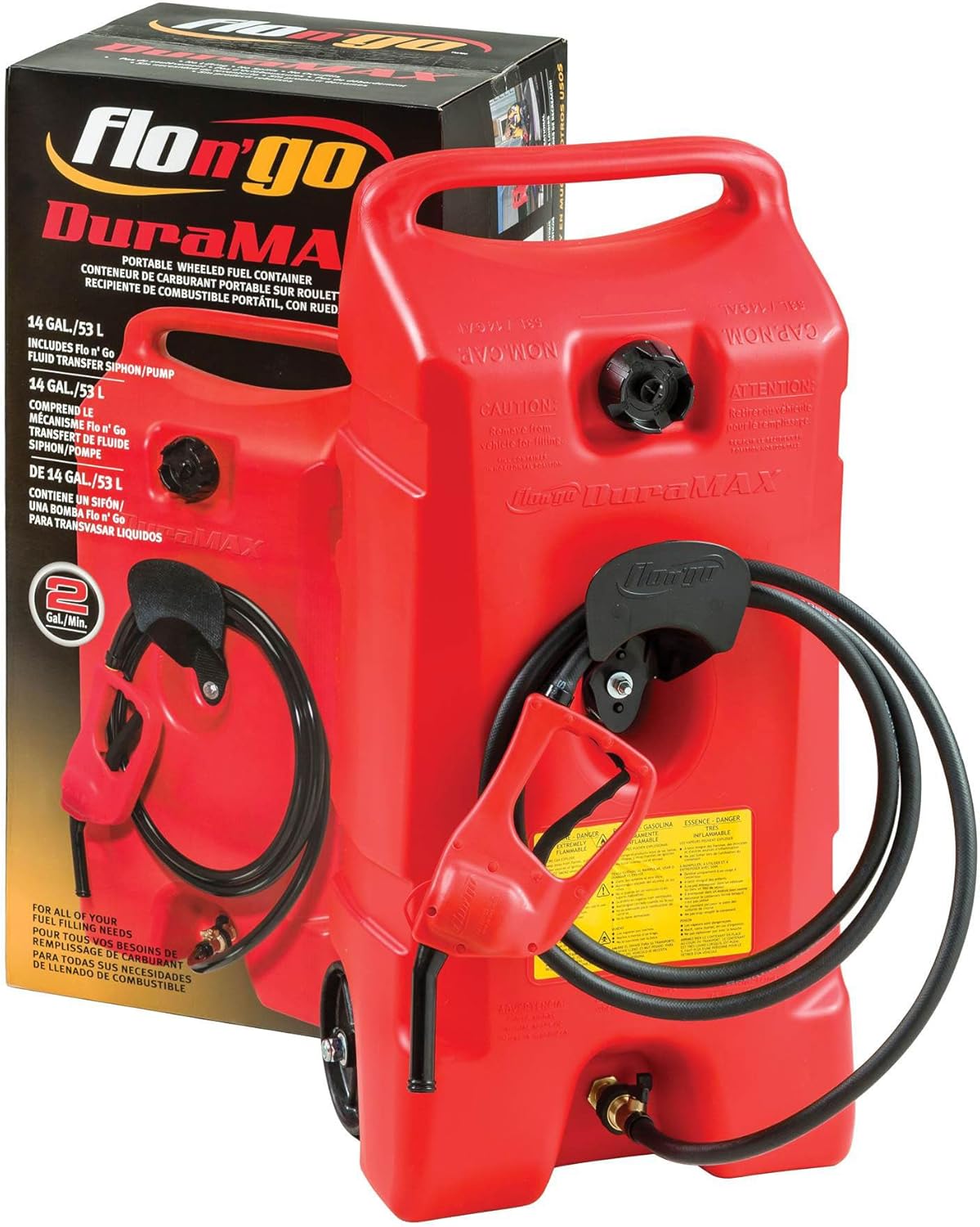 Scepter 14 Gallon Portable Gas Fuel Tank Container with Siphon Pump, 2 Pack, Red M895004