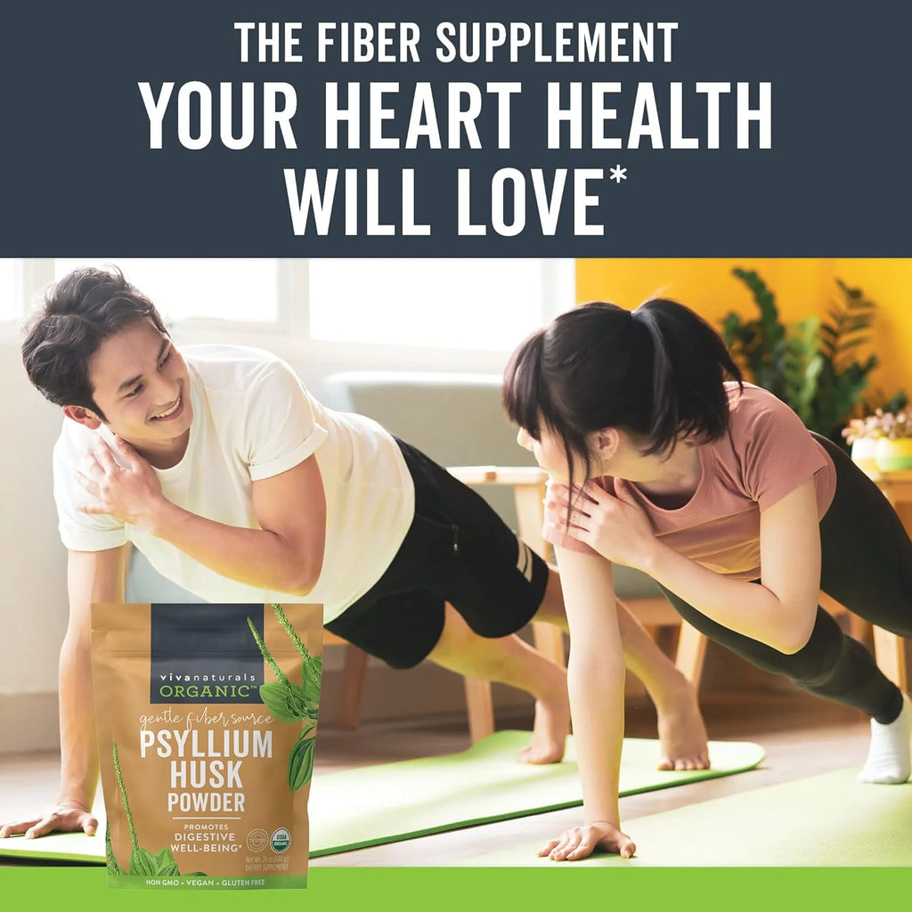 Viva Naturals Organic Psyllium Husk Powder, Finely Ground Non-GMO Fiber Supplement P6901
