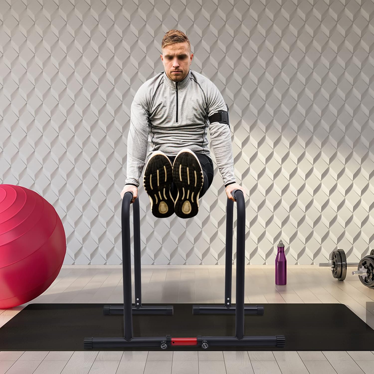 Heavy Duty Dip Stand Adjustable Fitness Parallel Bars for Tricep Dips, 440 LBS Y815