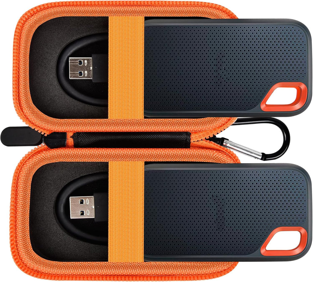Holds 2 SSD Hard Drive Case Compatible with SanDisk 1TB/2TB/250GB/500GB Extreme Portable External SSD - SDSSDE60-G25, Also for USB 3.2 Gen 2 - SDSSDE61 (Not Fit for Sandisk Extreme Pro) - Orange