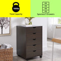Taylor 5 Drawers Chest, Wood Storage Dresser with Wheels, Craft Storage Organization and Storage Drawers Drawer Unit Makeup Drawer Cabinet Craft Drawers 5 Drawer Dresser Office Drawer Unit - Espresso