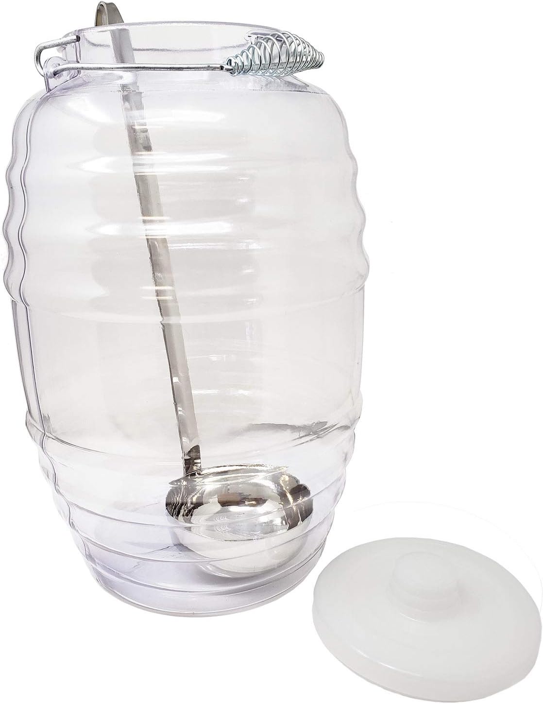 Vitrolero Aguas Frescas Water Jug with Lid & 16oz Ladle, 5-Gallon 20L, Clear, BPA Free J186